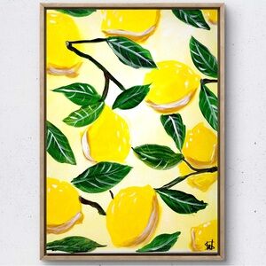 Original Acrylic Painting 12X16 Canvas Lemon Burst Abstract Expressionism Art